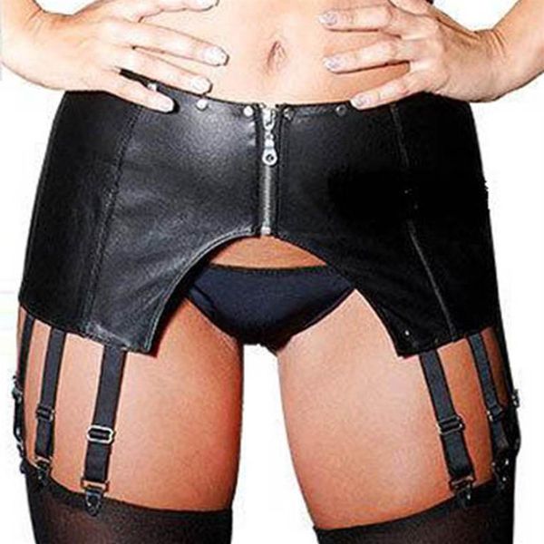 Faux Leather Front Greater Garter 2017 Новые черные сексуальные металлические зажимы с подвижкой