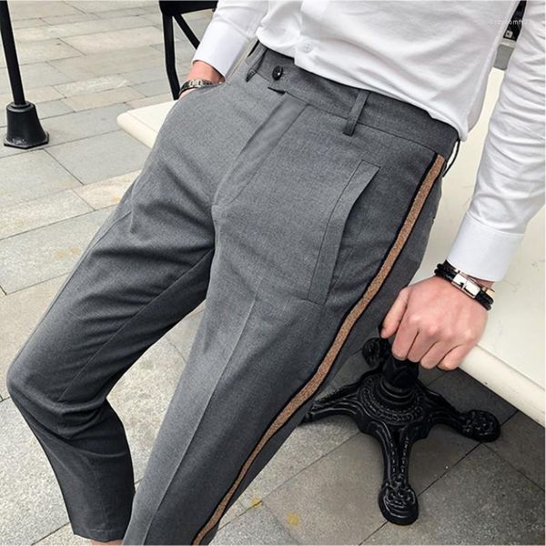 Abiti da uomo Design a nastro laterale Pantaloni di alta qualità Business Office Social Casual Fashion Versione coreana Slim Fit