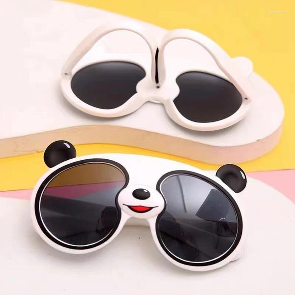 Óculos de sol Moda Cute Children Cartoon Panda Silicone Outdoor Shooting Street Shooting Sunscreen Protection UV