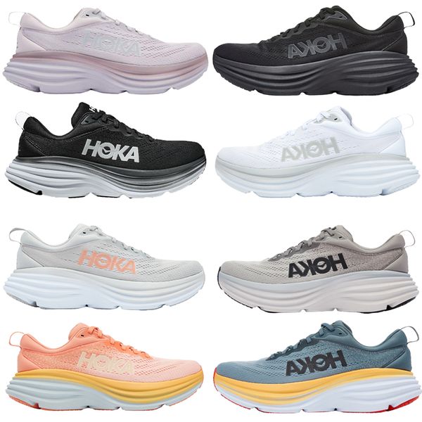 Tênis de corrida masculino Hoka Bondi 8 Tênis de grife Lilac Marble black white Shell Coral Peach Parfait Harbour Mist Lunar Rock sapato Shark skin harbour mist tênis feminino