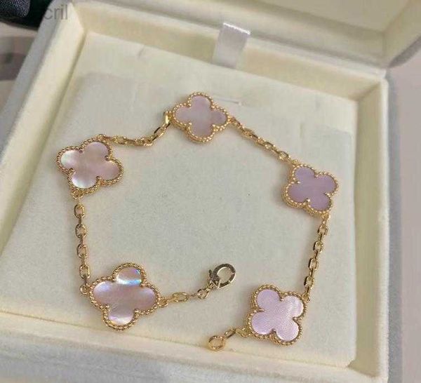 Pulseira Clover Luxo Designer Pérola Ouro 18k Bracelete Love Charm Bracelets Cristal Brilhante Joias de Festa48