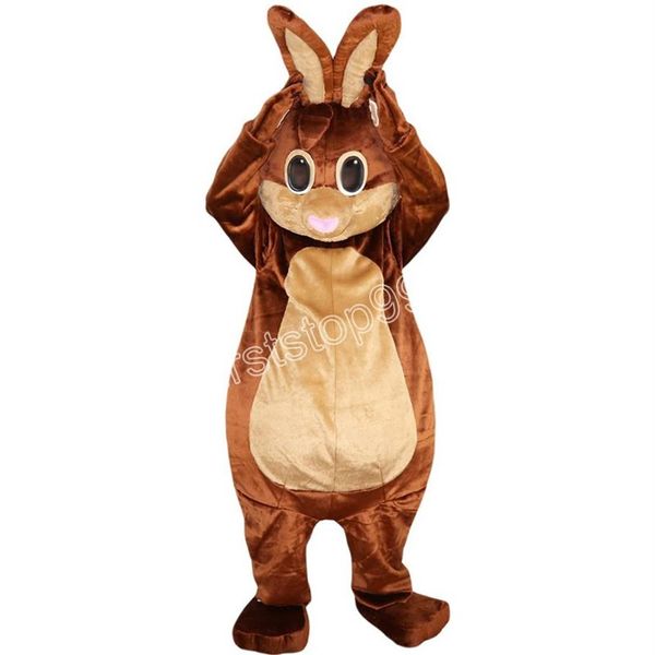 Disfraz de conejo marrón de rendimiento, disfraz de mascota de conejito, peluche con máscara para fiesta de adultos, vestido de Pascua 2741