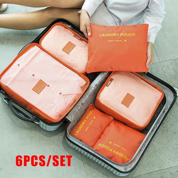 Borsoni da 6 pezzi Borsa da viaggio per organizer da viaggio Set per vestiti in ordine Guardaroba Valigia Custodia Scarpe Imballaggio Cubo Bagagli Casa