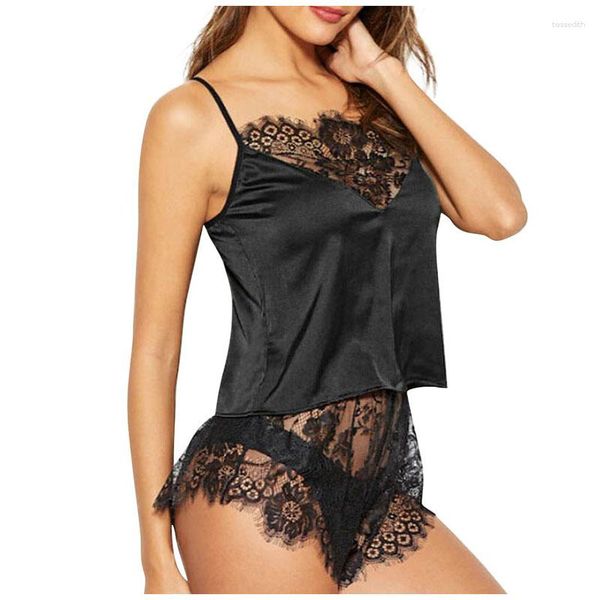 Indumenti da notte da donna Sanderala Pigiama sexy in pizzo Set Plue Taglia S-XXL Lingerie Spaghetti Strap Abbigliamento da notte Fasciatura Intimo senza schienale