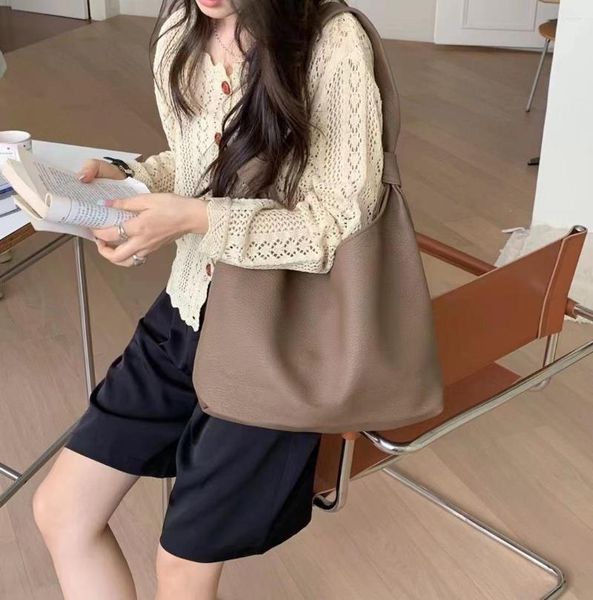 Akşam çantaları Kore tasarımcı çantası büyük kapasiteli kadın çanta tüm eşleşen basit pu deri tote ofis bayan dizüstü bilgisayar y2k omuz