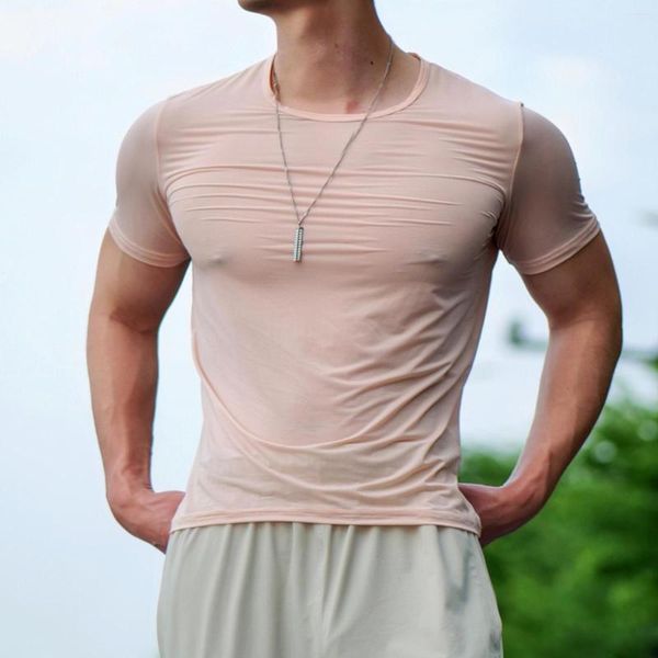 Erkek Tişörtleri Zekice-Menmode Yaz Hızlı kuru Erkekler T-Shirts Buz İpek Örgü Gündelik O yaka Kısa Kollu Gömlek Tee Üstler Erkek Giyim Sokak Giysesi
