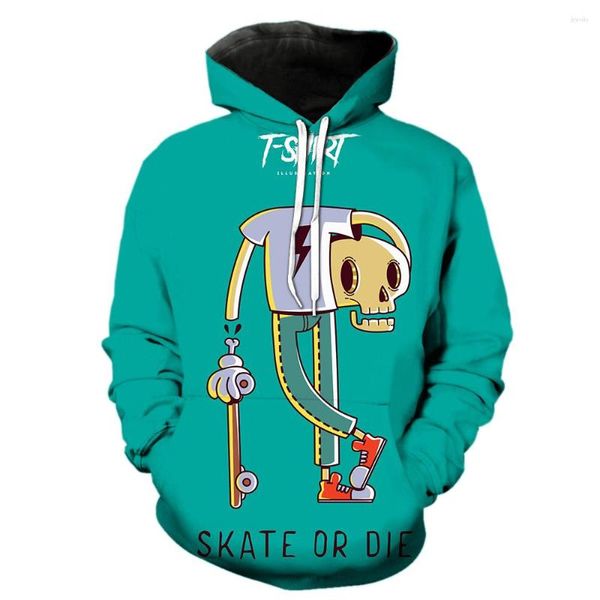 Männer Hoodies Cartoon Schädel Skateboard Cool Mit Kapuze Jacken 3D Print Streetwear Übergroßen Sweatshirts Lustige Mode Hip Hop