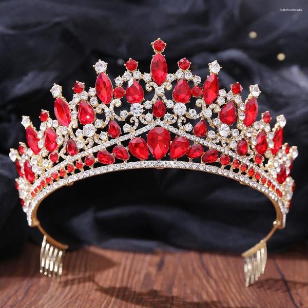 Haarspangen Barock Kristall Braut Tiaras Krone mit Kämmen Strass Festzug Diadema Collares Prinzessin Kopfschmuck Hochzeitszubehör