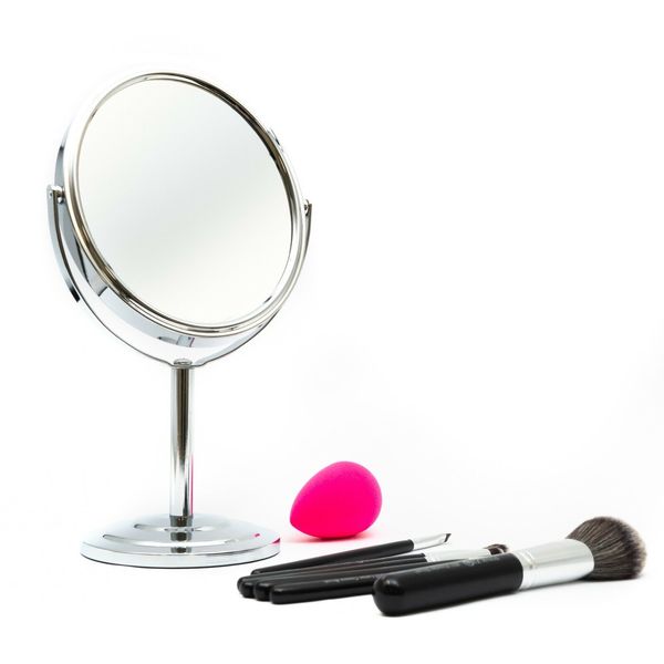 Specchio cosmetico girevole a doppia faccia con ingrandimento 3 x, specchio per trucco da tavolo