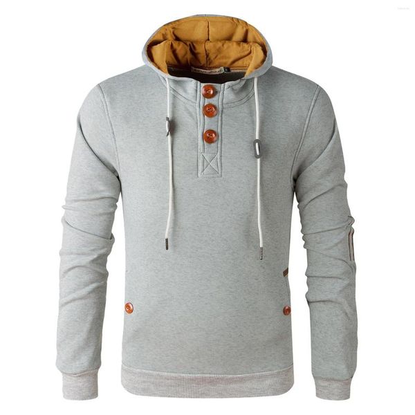 Felpe con cappuccio da uomo Felpa con cappuccio con bottoni Felpe Cardigan con cappuccio Cappotto giovanile Autunno Sport Camicetta ampia Top maschile Capispalla Harajuku Moletom