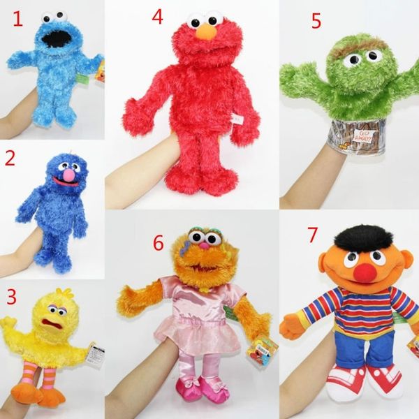 Marionette 1 pz Sesame Street Peluche Elmo Zoe Ernie Oscar Cookie Grover Bird Baby Birthdasy Party Hand Puppet Regali per bambini 230729