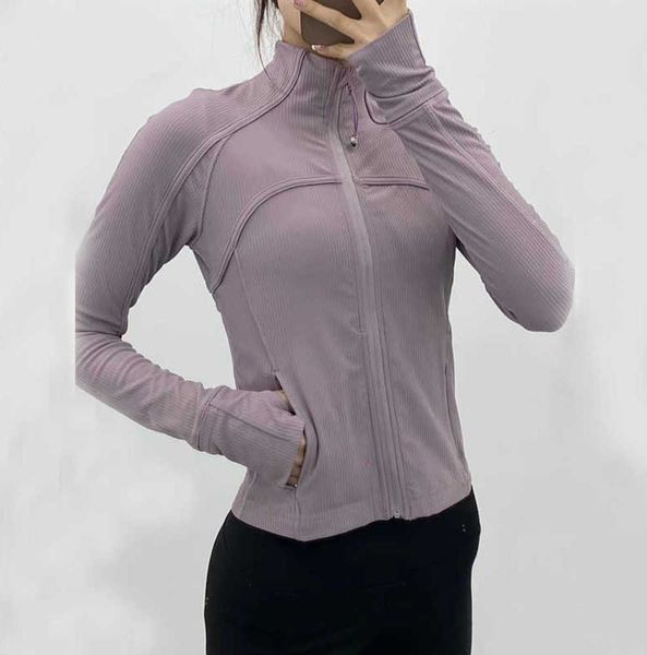 Lulus Yoga Outfits Manga Comprida Cropped Sports Jacket LU-38 Feminino Zip Fitness Winter Warm Gym Top Activewear Running Coats Workout Clothes Woman Respirável Design666