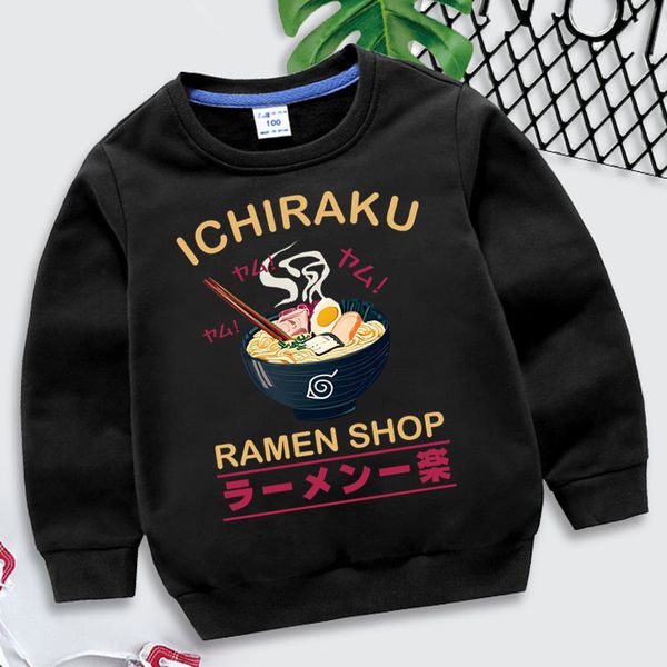 Шот -банков с капюшонами японский стиль осенний ребенок бренд одежда Ichiraku Ramen Shop Print Whotshirt High Street Fashion Casual Kids Girls 230729