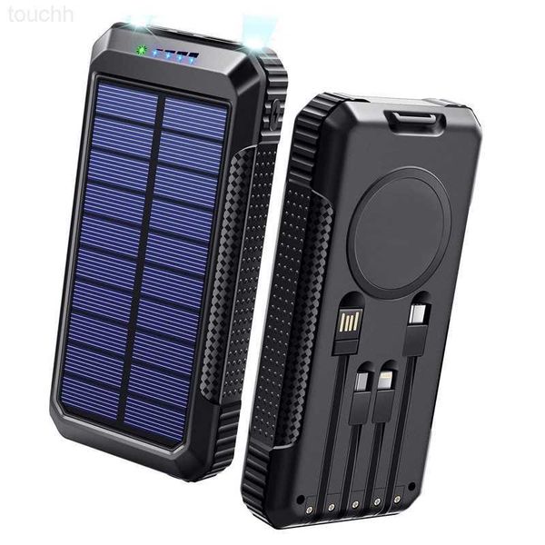 Банки мобильного телефона Power Banks PD40W Fast Charge 33800MAH Solar Bank Bank 15W Qi Wireles Зарядное устройство встроенное в кабель для Huawei iPhone 12 11 Samsung S20 Poverbank L230728