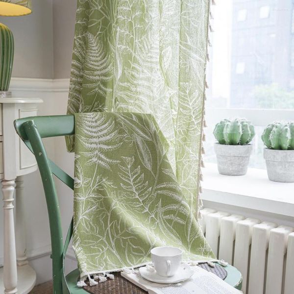 Vorhang, stilvolle Fensterverkleidungen mit Blattmuster, lichtbeständige Mustervorhänge, leicht zu pflegen, für Zuhause, Schlafzimmer, Esszimmer