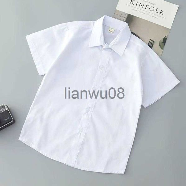 Camicie per bambini new summer spring lace cotton solid White baby kids boys Camicetta bianca con maniche corte per bambini x0728