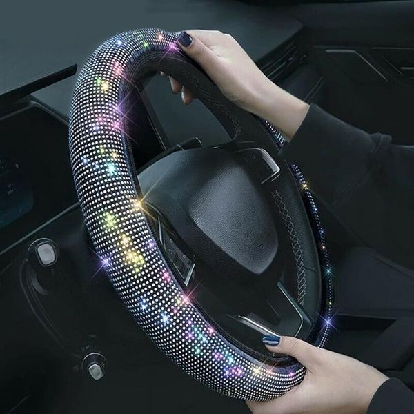 Coprivolante Coprivolante in cristallo per auto con strass Bling Universal Fit 37 38cm SUV243U