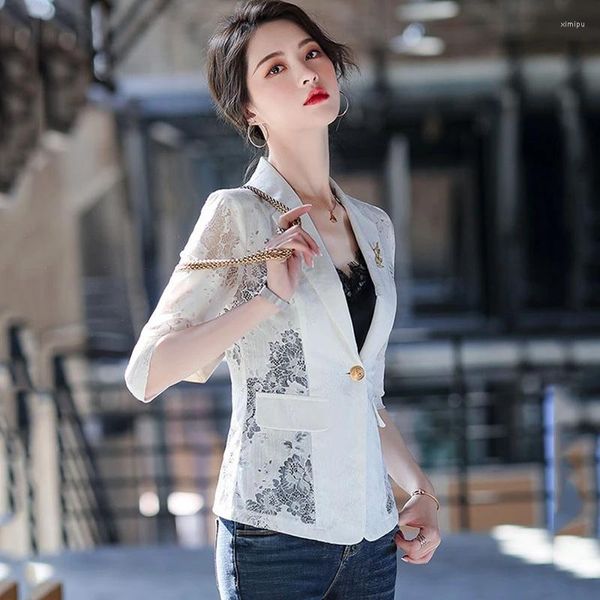 Ternos femininos 2023 primavera verão blazer jaqueta feminina moda renda impressão pequeno terno fino casaco feminino elegante casual sobretudo feminino tops