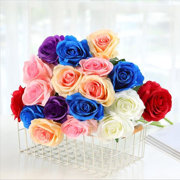 Gül yapay çiçek diy kırmızı beyaz güller gerçek dokunmatik ipek çiçek buketleri parti ev düğün masası dekorasyon sevgililer günü hediye 7 renk yg1270