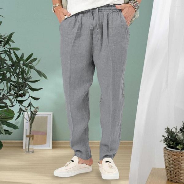 Pantaloni da uomo Uomo Sport Coulisse Vita elastica Tasche casual larghe Pantaloni lunghi traspiranti con cavallo medio profondo