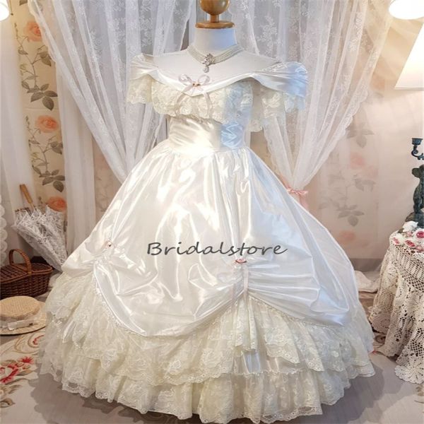 Viktorianisches Feen-Elfenbein-Hochzeitskleid, Gothic-Renaissance-mittelalterliches Schloss-Brautkleid 2023, Kostüm, Cosplay, formeller Anlass, Vestidos de Novia, Hippie-Roben Mariee