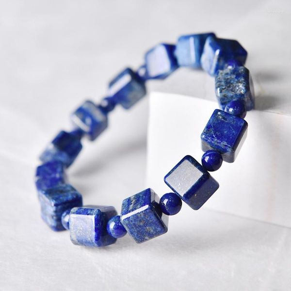 Strang Natürliches Lapis-Würfel-Zucker-Armband, einzelner Kreis, modischer, quadratischer Kristall-Schmuck, Geschenk