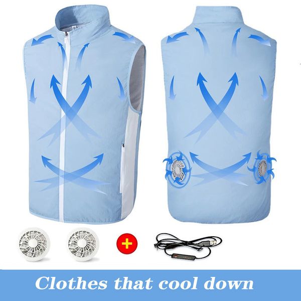 Gilets pour hommes Phrase corrigée Intelligent Cooling Sleeveless Air Conditioned Vest with Fan for Men's Summer Jacket a Tool for Air-Condit 230729