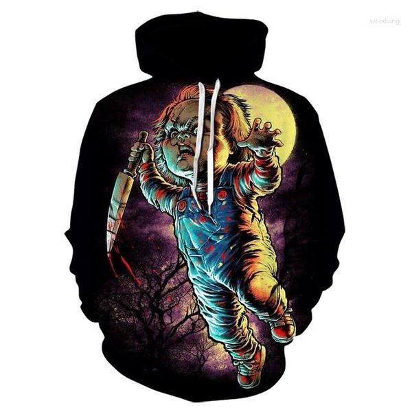 Erkek Hoodies 2023 Sweatshirt Korku Filmi 3D Hoodie Baskılı Moda Ceket Kazak Sonbahar Sıradan Ceket Unisex