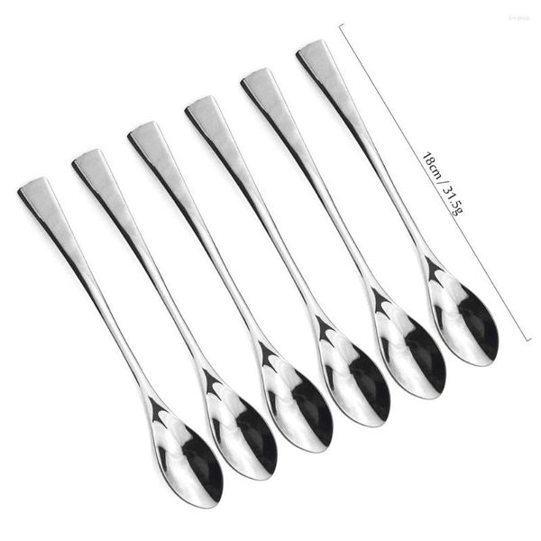 Colheres JANKNG 6Pcs Alça Longa Para Chá Café Bebida Suco 18/10 Colher De Gelo De Aço Inoxidável Ouro Preto Conjunto De Colheres De Mexer