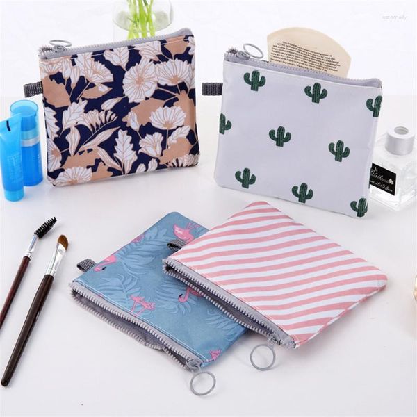 Sacos de armazenamento Moda Feminina Menina Flor Padrões Sanitários Organizador Absorvente Guardanapo Toalha Estojo Cosmético Bolsa Bolsa