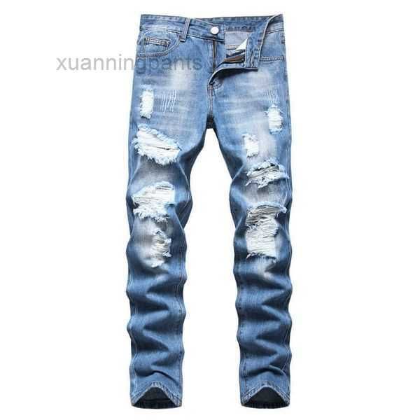 Outono nova moda retrô buraco jeans calças masculinas de algodão denim calças masculinas de alta qualidade dropshipping y4n3