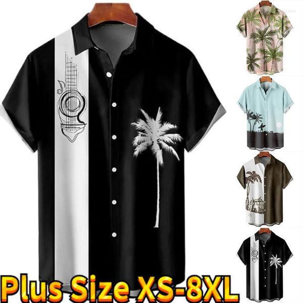 Freizeithemden für Herren, schmales, kurzärmeliges, personalisiertes Urlaubs-Kokosnussbaum-Druck, klassisches Design, Button-Down, XS-8XL