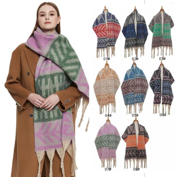 Sciarpe Sciarpa grande Foglia colorata Nappa oversize Morbido autunno inverno Scialle caldo spesso per le donne