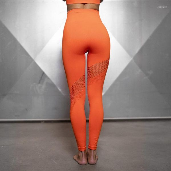 Pantaloni attivi CXUEY Arancione Yoga Leggings a vita alta Collant da corsa Sport Donna Allenamento fitness Abbigliamento da palestra atletico Nero