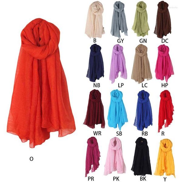 Schals Mode 17 Farben Frauen Lange Schal Wrap Vintage Baumwolle Leinen Große Schal Hijab Elegante Solide Schwarz Rot Weiß rosa