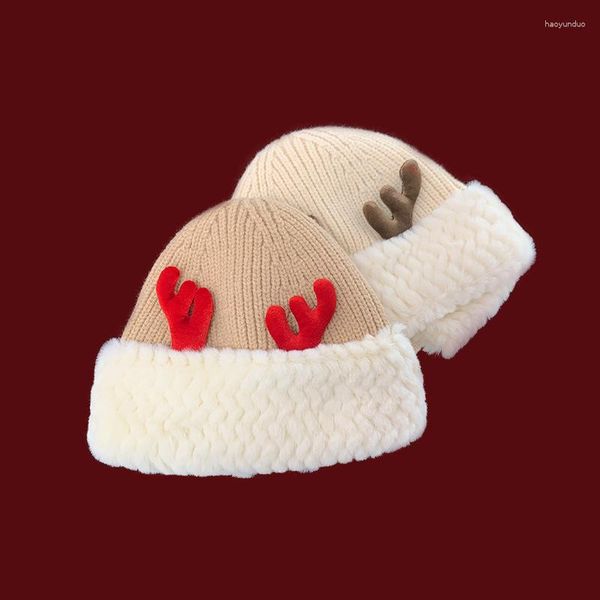 Berretti Alce di Natale Cappello da donna Berretto da donna Berretti da donna Cofano Gattini antivento Berretto con teschio lavorato a maglia Cappelli aderenti Cappellini all'aperto