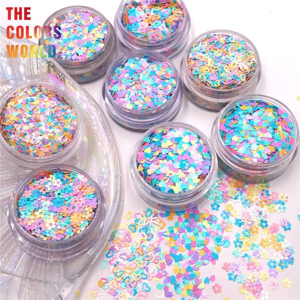 Unha Glitter TCT764 Lovely Kawaii MultiColored Nails Glitter Solvente Resistente Ultra Fino Glitter Confetti Vidro Tecido Couro Maquiagem Faça Você Mesmo 230729