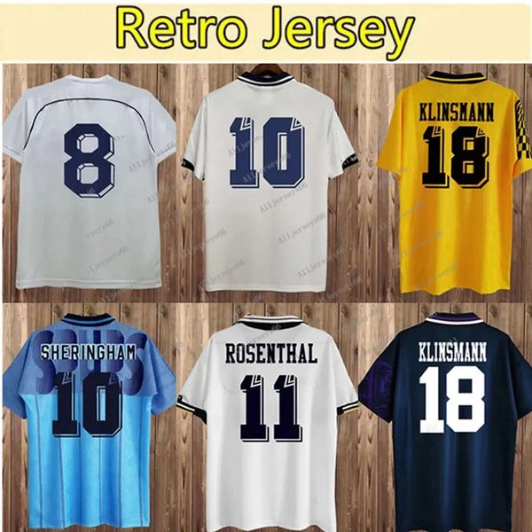 Gascoigne 1988 Retro Mens Soccer Jerseys 1982 1992 100th Klinsmann Sheringham Ferdinand Bale Ginola Lineker Defoe Modric Anderton