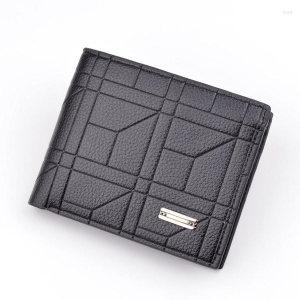 Billeteras Cartera de hombre Cuero Color sólido Slim Pu Bi-Fold Cropped Holder Monedero Business