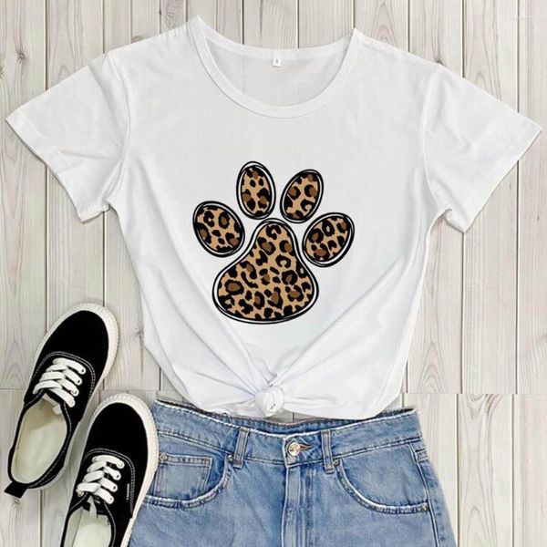 Camisetas femininas com estampa de leopardo estampada de algodão chegada de algodão engraçado cachorro amor presente para amante