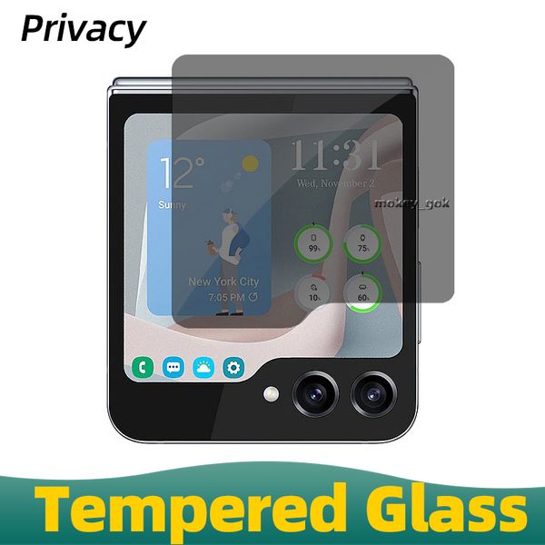 Lente de câmera 3D HD Vidro temperado para Samsung Z Flip5 Protetor de tela de privacidade com cobertura total Vidro protetor de lente