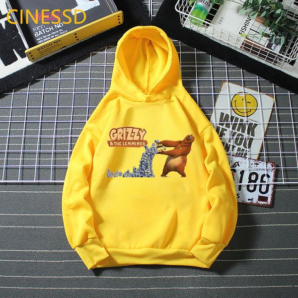 Hoodies Sweatshirts Funny Grizzy And The Lemmings Graphic Hoodie Crianças Outono Inverno Amarelo Hooded Boys Pullover Tracksuits Girls 230729