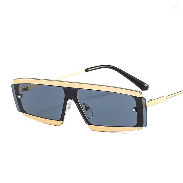 Sonnenbrille 2023 Ankunft Rechteck Frauen Männer PC Objektiv Goldene Metalllegierung Rahmen Marke Designer Bunte Luxus