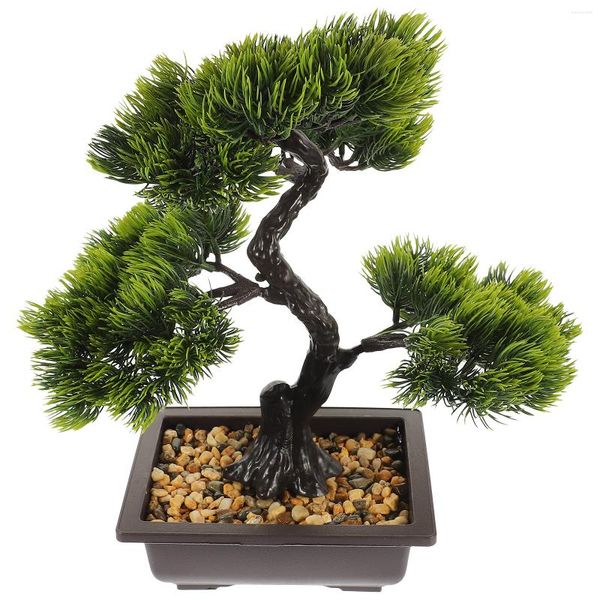 Dekorative Blumen Regal Kleine gefälschte Schreibtischdekorationen Indoor Bonsai Baum Pflanzen Mini Abs Ornament Kiefer