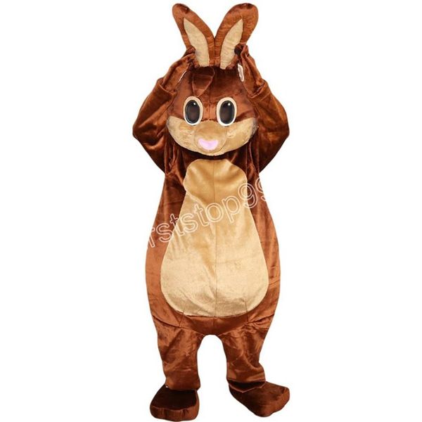 Performance Brown Rabbit Costume Bunny Mascot Costume Plush con maschera per Adult Party Easter Dress289P