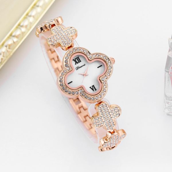 Нарученные часы Denvosi Light Luxury Elegant Fourleaf Clover Womens Водонепроницаемые Quartz Watch 230729