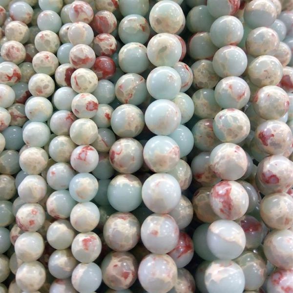 Натуральные голубые зеленые морские отложения Jasper Stone Beads Bracelet Jewelry Make Beads Imperial Jasper Bead Suppire 4 6 8 10 мм Император 256f