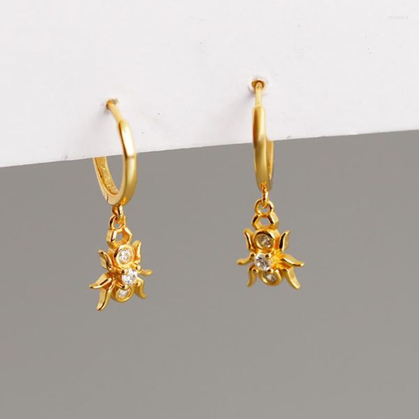 Brincos de argola Prata 925 Círculo Anéis Cor de ouro Punk Aranha Pendente Brinco Piercing Brinco Feminino CRIANÇAS Fantasia Oorbellen Pendientes