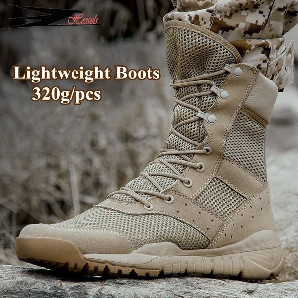 Sapatos formais 35 48 tamanho masculino feminino ultraleve calçado de escalada ao ar livre treinamento tático bota militar verão malha respirável caminhada deserto bota 230729