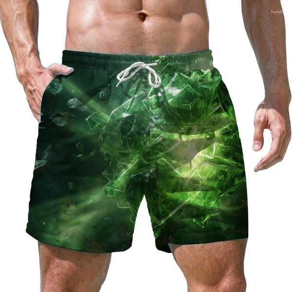 Pantaloncini da uomo Summer Green Gem stampati in 3D Stile casual Moda Trend Loose